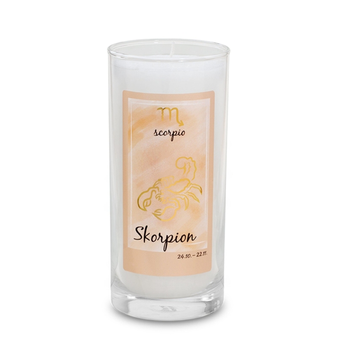 Bougie Zodiaque Scorpion environ 14 cm - blanc 