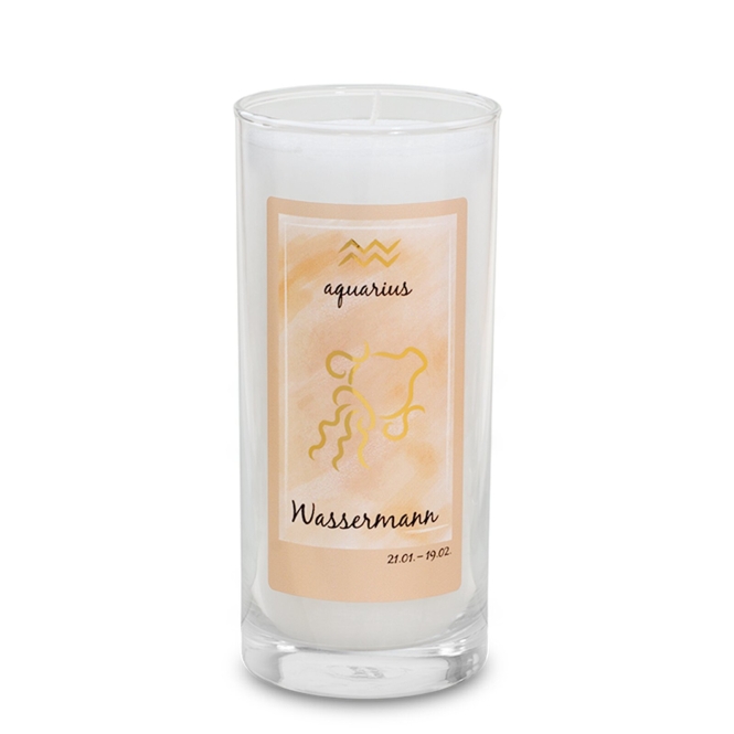 Bougie Zodiaque Verseau environ 14 cm - blanc 