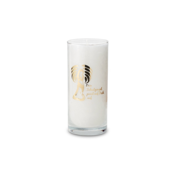 BOUGIE MAGIQUE Blanche avec l'étiquette dorée "Ange Gardien" 14 cm 