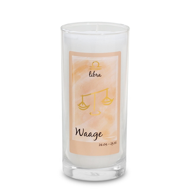 Bougie Zodiaque Balance environ 14 cm - blanc 