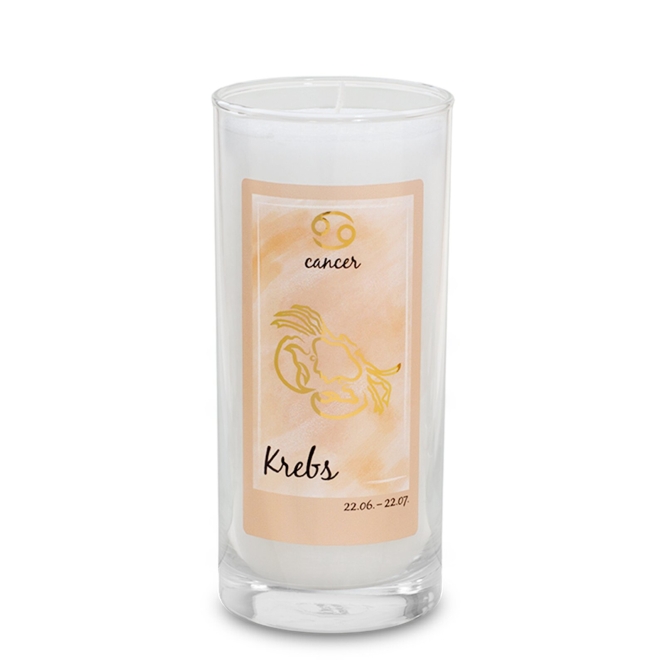 Bougie Zodiaque Cancer environ 14 cm - blanc 