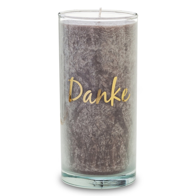 Bougie en cire de palmier avec étiquette dorée "Danke" 14 cm 